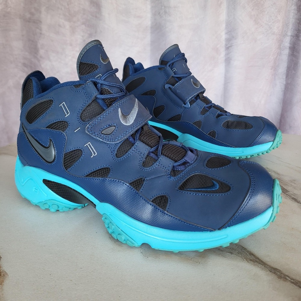 Nike Air Shoes Mens Size 13 Blue Aqua Mid Top Turf Athletic Sneakers 580401-401
